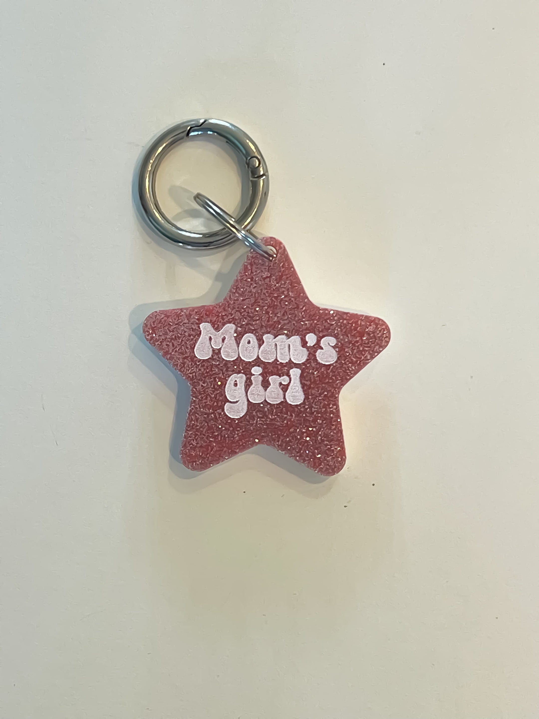 Bark Tag 00003 - Large Pink star moms girl