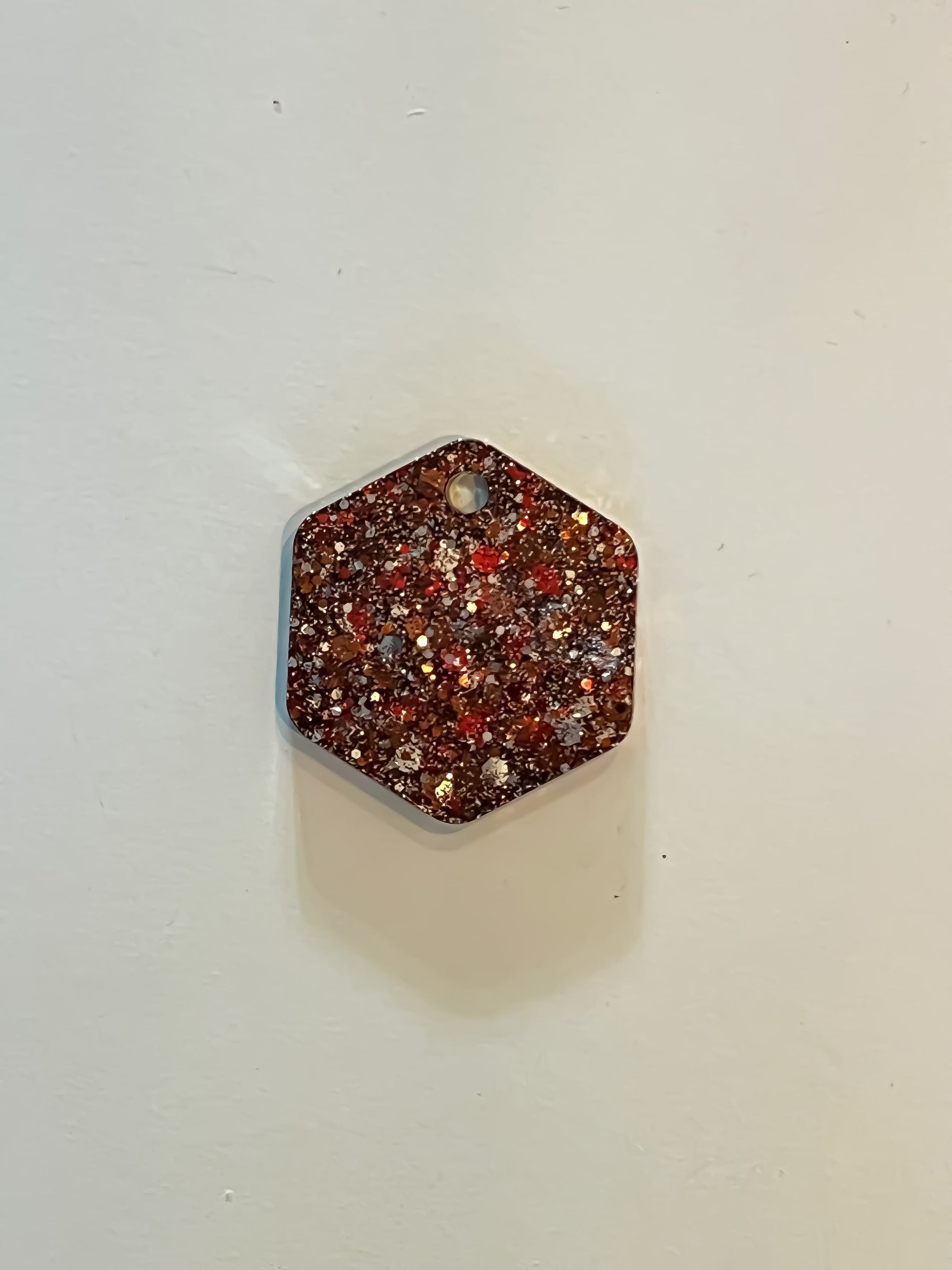 Bark Tag 00059 - Large Hexagon Glitter