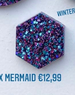 Small Hex Mermaid Glitter Custom Tag - Medium