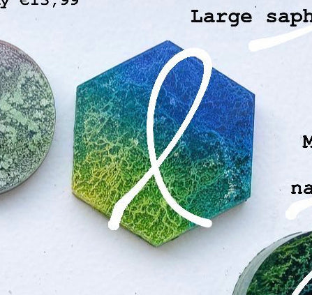 Large Hex Green Blue Custom Tag - Large