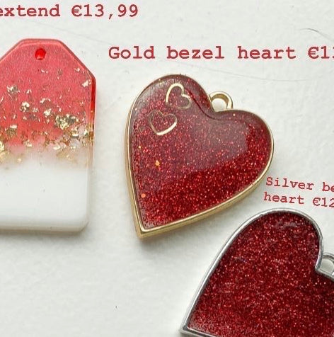 gold heart bezel Custom Tag - Large