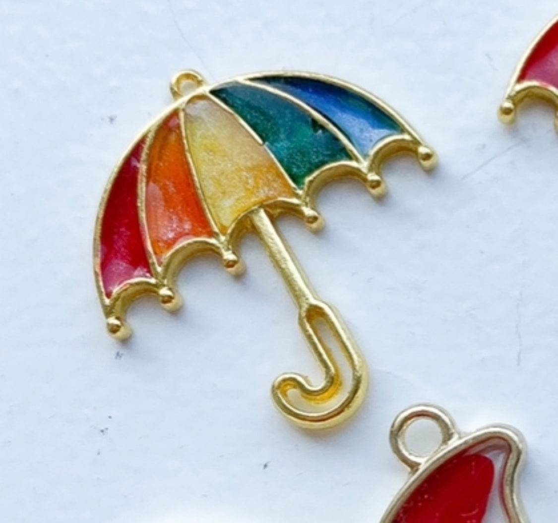 Rainbow umbrella Custom Tag - Bezel with letter