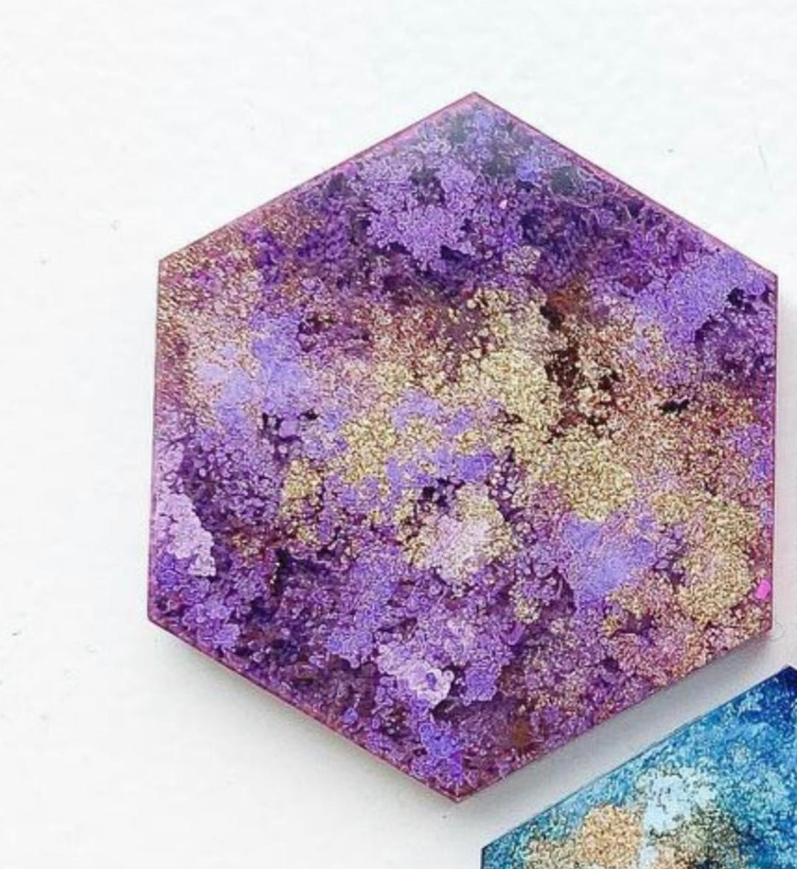 Medium Hexagon Purple Marble Custom Tag - Medium