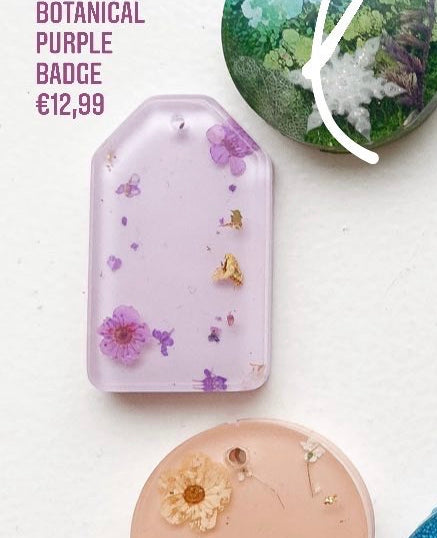 Botanical Badge Purple Custom Tag - Medium