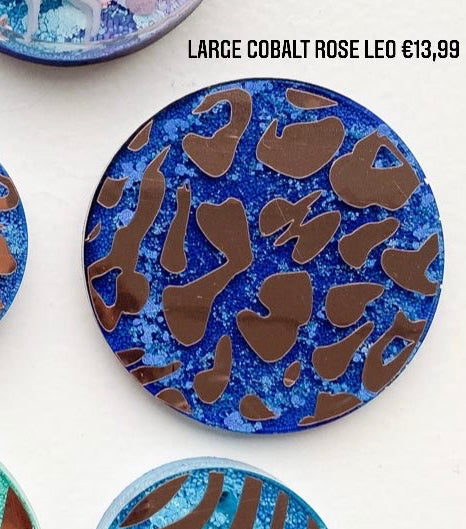 Large Cobalt Rose Leo Custom Tag - Large
