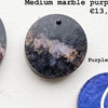 Medium Marble Black Purple Custom Tag - Medium
