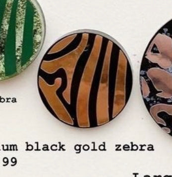 Medium Black Shiny gold zebra Custom Tag - Medium