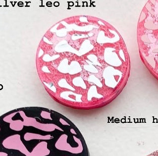 Small Pink silver leo Custom Tag - Medium