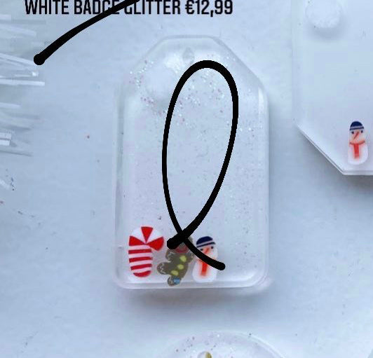 White Winter badge Custom Tag - Medium