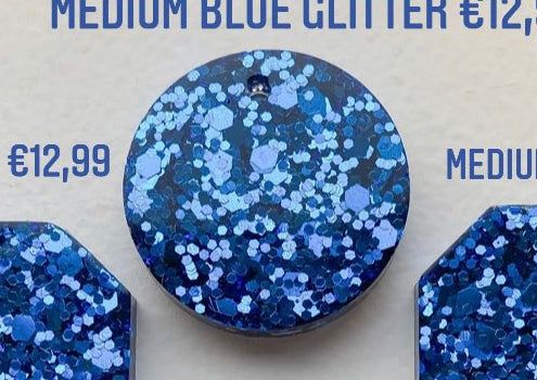Medium Blue Glitter Custom Tag - Medium