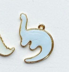 Blue dino Custom Tag - Bezel with letter brontosaurus