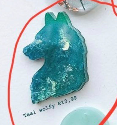Teal Wolfy Custom Tag - Medium