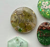 qSmall Green Petals Gold Custom Tag