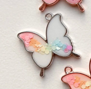 White Rainbow Silver Butterfly Custom Tag
