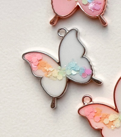 qButterfly Silver White Rainbow Custom Tag