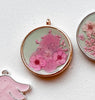 Bezel Pink Green Flowers Custom Tag - Medium