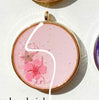 Golden bezel Custom Tag - Medium pink flower