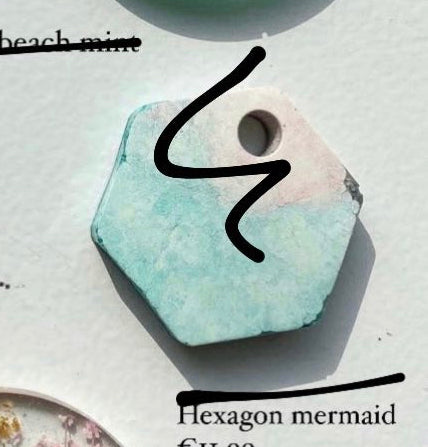 Medium hexagon Custom Tag - pink mint