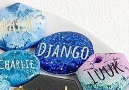 qMedium Dark blue Glitter Custom Tag - Medium