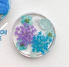 Teal purple blue flowers Custom Tag - Medium