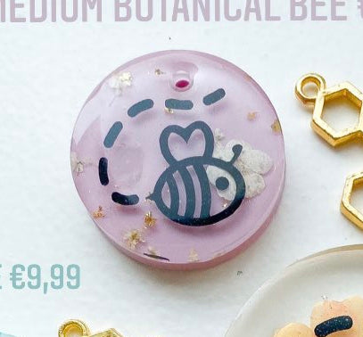 Purple botanical bee Custom Tag - Medium