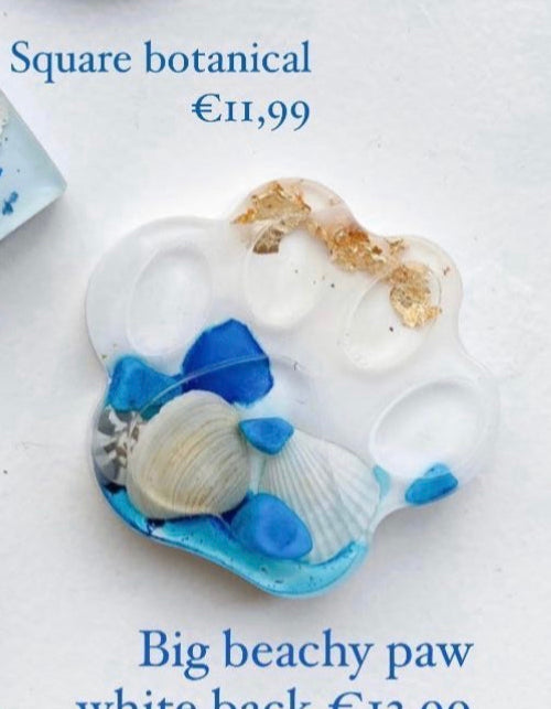Beach paw blue Custom Tag -  Large
