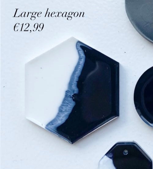 Hexagon black white Custom Tag - Large