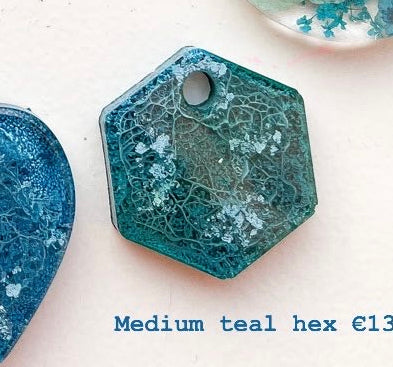 Medium Teal Hex Custom Tag - Medium