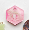 Hexagon pink rose Custom Tag - Medium